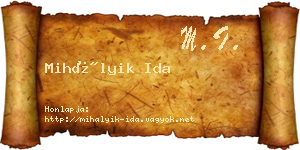 Mihályik Ida névjegykártya